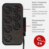 Brennenstuhl Regleta de sobremesa dúplex con Interruptor y protección contra sobretensiones (Regleta Enchufes con USB C Power Delivery, 1x USB C y 1x USB A, 9X enchufes, 2m) Plata/Negro