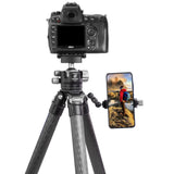 Leofoto - Ranger - Trípode de Carbono para cámaras - Cabeza de rótula incluida - Capacidad de Carga de 15 kg - Pies Extensibles - Altura: 17 cm - 171 cm - LS-324C + Cabeza de rótula LH-40