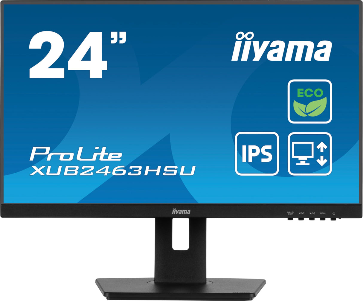 iiyama XUB2463HSU-B1 24" Panel IPS Green Choice, EyeComfort / EyeSafe 2.0, 1920x1080100Hz, 15cm Hiegt Adj. Stand, 250cd/m², Altavoces, HDMI, DisplayPort, 3ms GTG, FreeSync, USB 2x 3.2 (23,8" VIS)