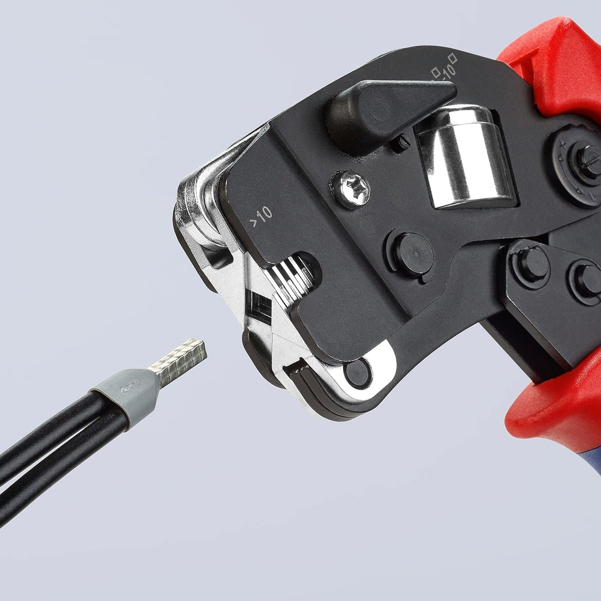 Knipex Alicate autoajustable para crimpar punteras huecas de acceso frontal bruñido, con fundas multicomponentes 190 mm (cartulina autoservicio/blíster) 97 53 09 SB
