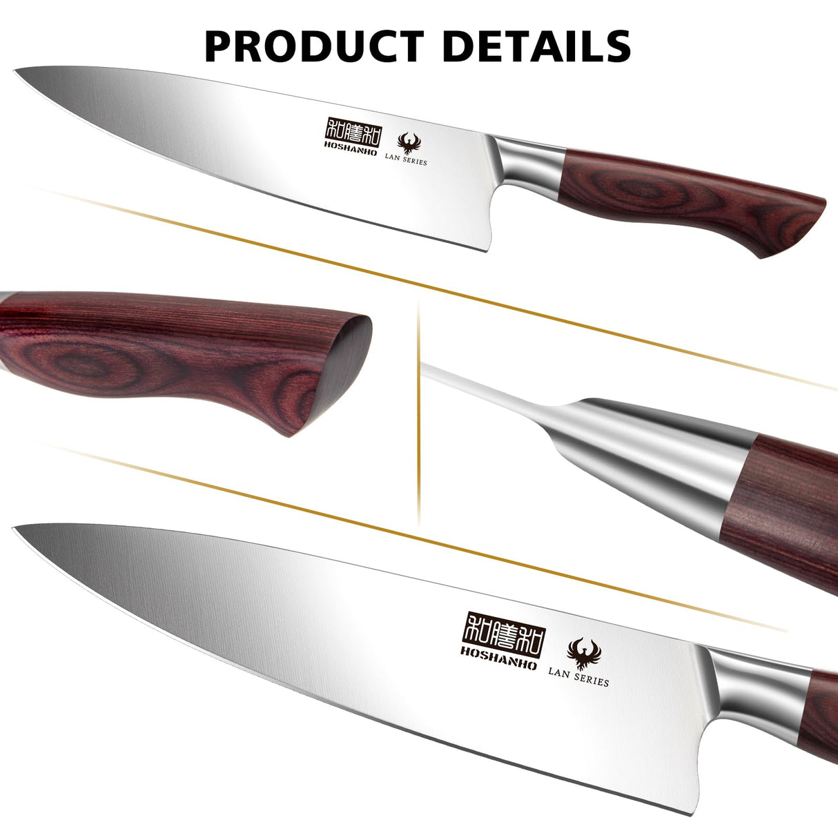 HOSHANHO Juego de Cuchillos de Cocina de 18 Piezas, Juego de Cuchillos de Chef de Acero Inoxidable de Alto Carbono, Juegos de Cuchillos con Bloque Profesional Ultra Afilado con Tijeras