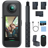 AKASO 360 Cámara de acción 360 Kit de Creadores, con 64GB Tarjeta de Memoria Sensor de 1/2", 5.7K 360, Fotos 72MP, Pantalla táctil de 2.29", Cámara Deportiva 360, Palo Selfie Invisible