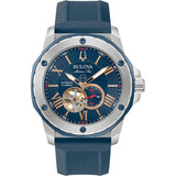 Bulova Reloj Analógico para Hombres de Mecánico de Cuerda Manual con Correa en Caucho 98A282