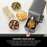 Ninja Double Stack XL Freidora de aire, 9,5 l, Doble cesta vertical, 4 niveles de cocción, 2 cestas y 2 rejillas, diseño para ahorrar más espacio, 6 funciones de cocción, 8 porciones, en gris, SL400EU