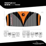 Wolkenstürmer Paraflex Trainer 2.3 Action Kite - 3 Line Steering Mat para Mountainboarding