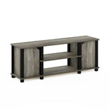 Furinno Brahms - Mueble de televisor con estantes y almacenamiento, color roble francés y negro