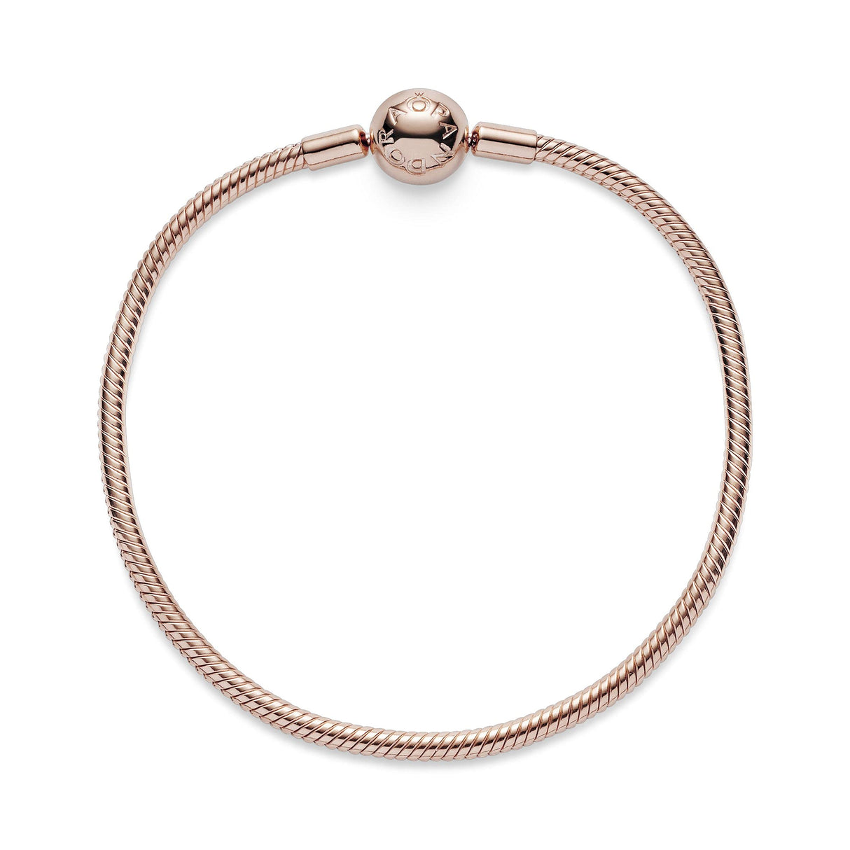 Pandora Icons Pulsera con cadena de serpiente chapada en oro rosa de 14 quilates, 19