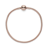 Pandora Icons Pulsera con cadena de serpiente chapada en oro rosa de 14 quilates, 19