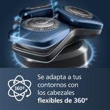 Philips Serie 7000 Afeitadora Eléctrica Hombre, Máquina de Afeitar Barba con Recortadora, 45 cuchillas, 60min de uso, En Seco y Húmedo, Recargable, Centro de Limpieza, Base Carga, S7886/55, Negro