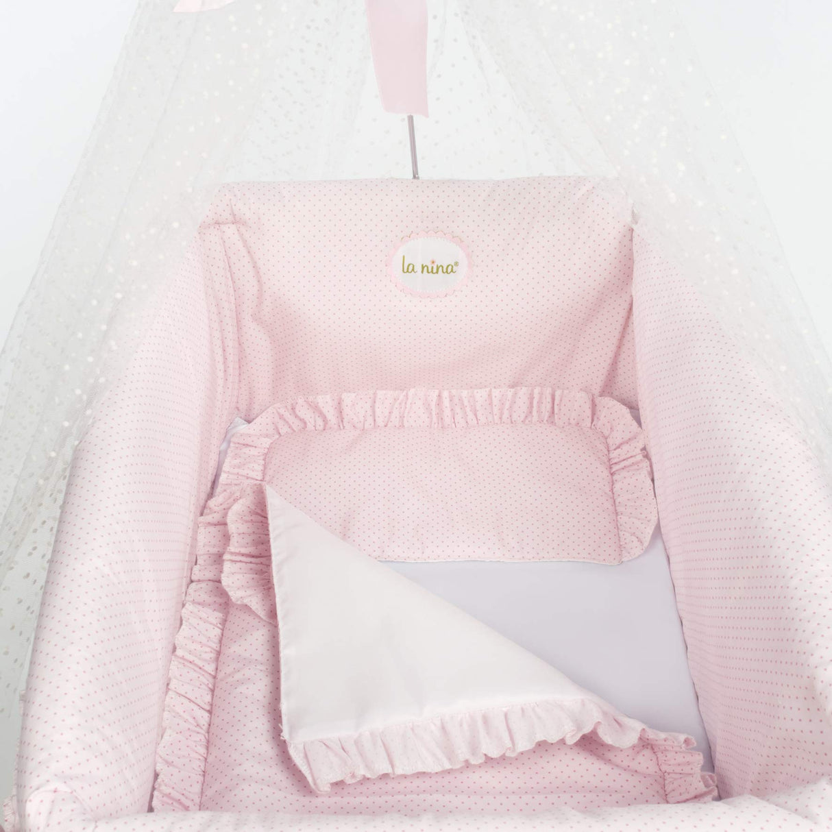 La Nina- Cuna con Dosel Topito Rosa muñecas, Color (Diset 65052)