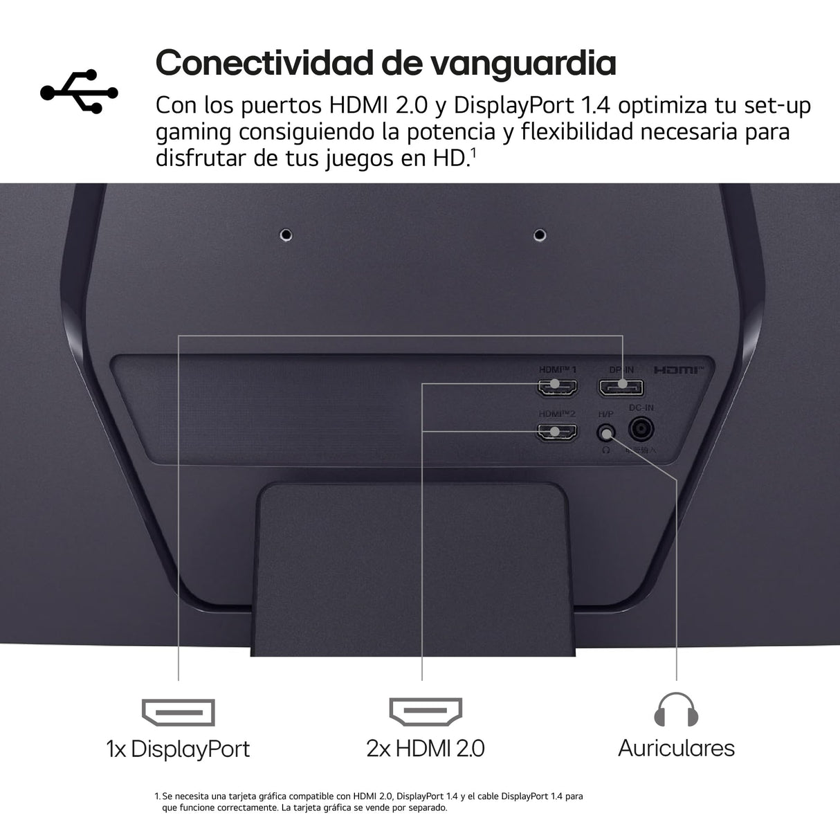 LG 32GS60QC-B - Monitor Ultragear, 32 Pulgadas QHD, 2560 x 1440, Panel VA, 16:9, HDMI, 1 ms, 180Hz, FreeSync, Conectividad Universal, Color Morado Grisáceo