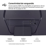LG 32GS60QC-B - Monitor Ultragear, 32 Pulgadas QHD, 2560 x 1440, Panel VA, 16:9, HDMI, 1 ms, 180Hz, FreeSync, Conectividad Universal, Color Morado Grisáceo
