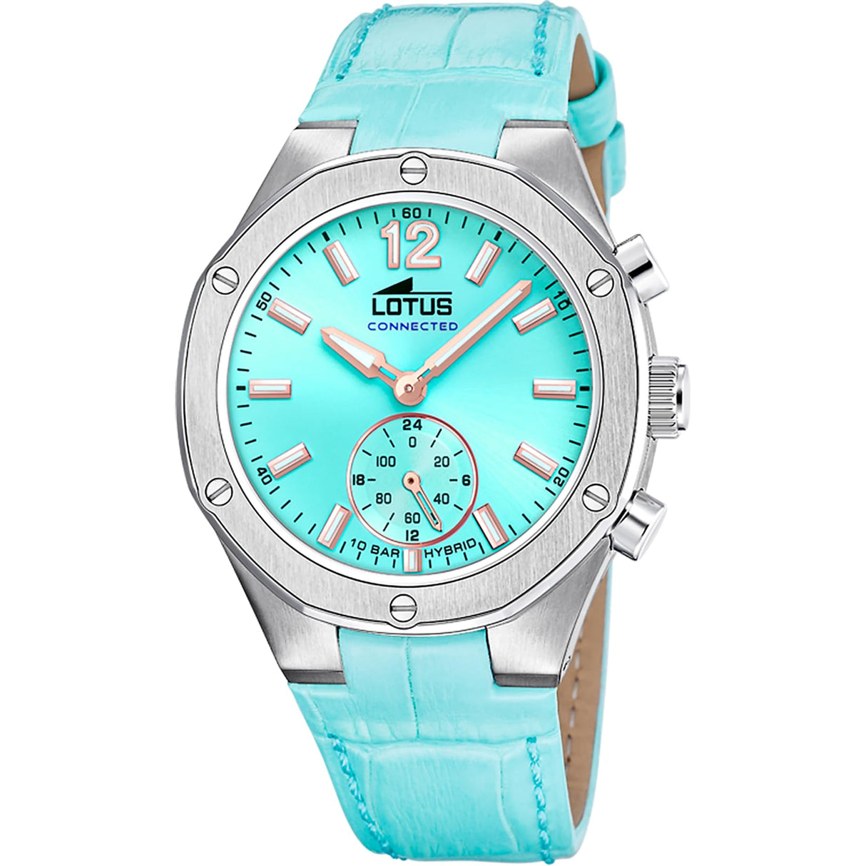 Lotus Reloj Mujer 18972/4 Connected Caja de Acero Inoxidable 316l Plateado Correa de Piel Azul