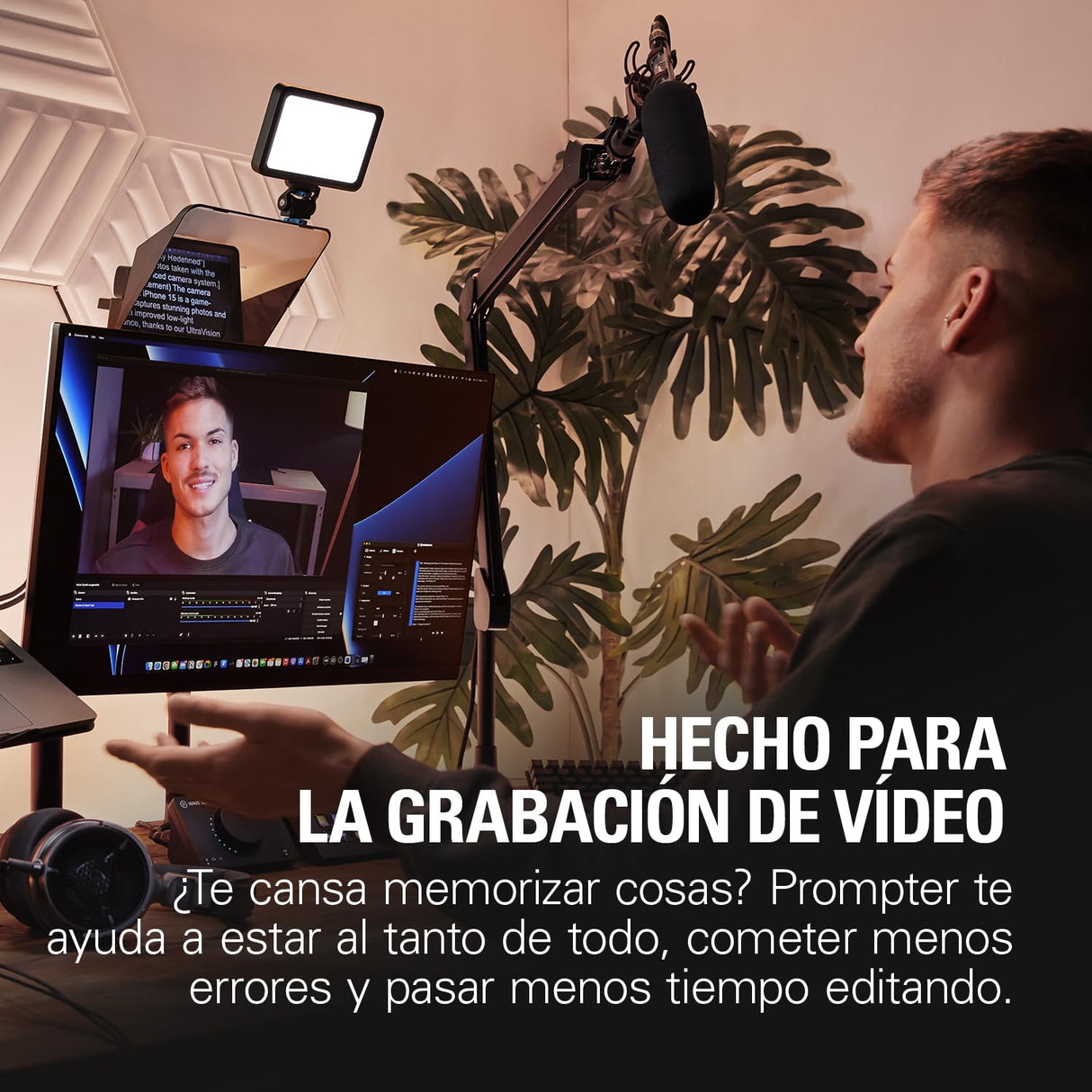 Elgato Prompter – Teleprompter con pantalla incorporada, YouTube, Twitch, Zoom, Teams y más, compatible con DSLR, Webcam, Smartphone, segundo monitor, funciona con Mac, PC & Stream Deck