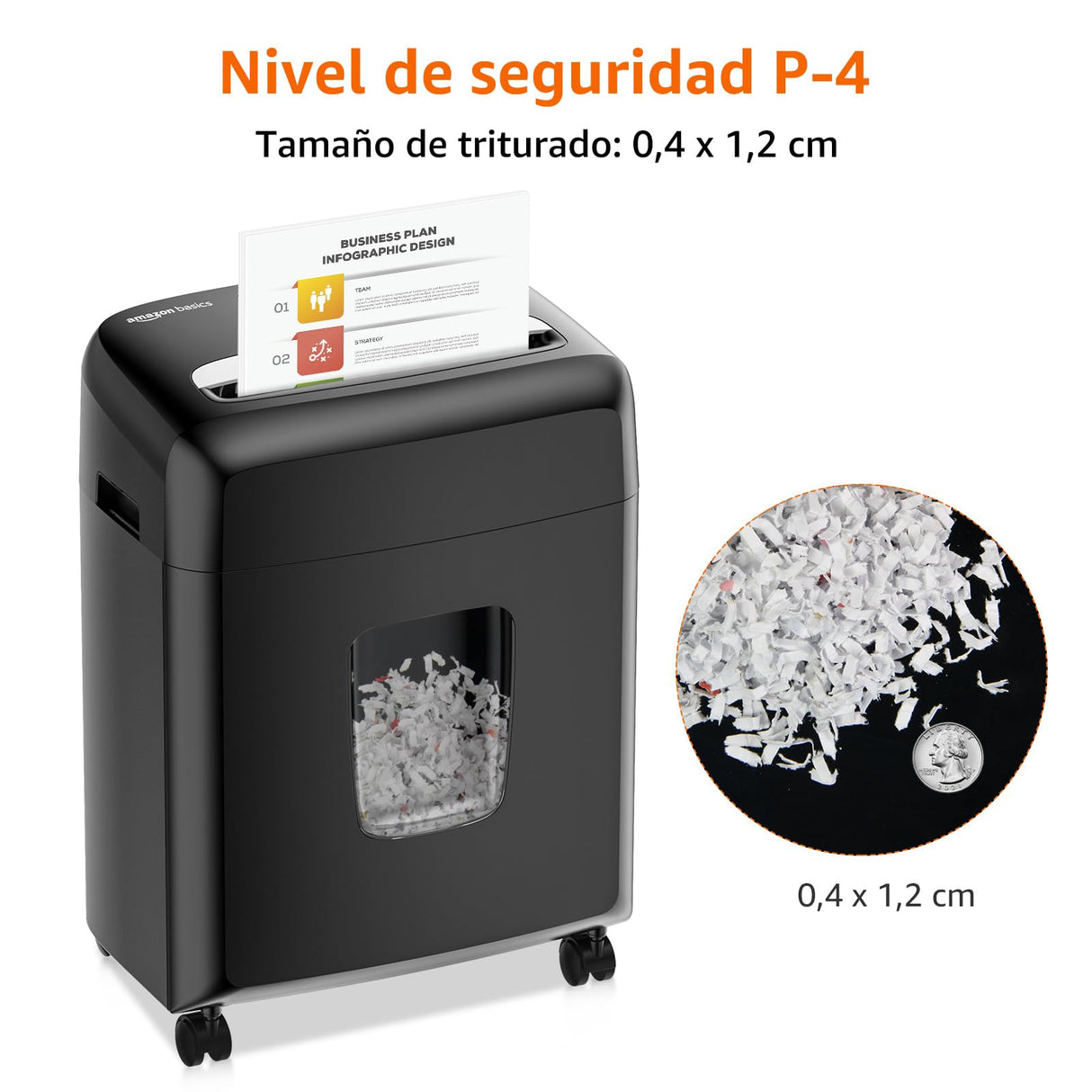 Amazon Basics Trituradora de microcorte 8 hojas capaz de destruir papel CD y tarjetas de crédito, Negro