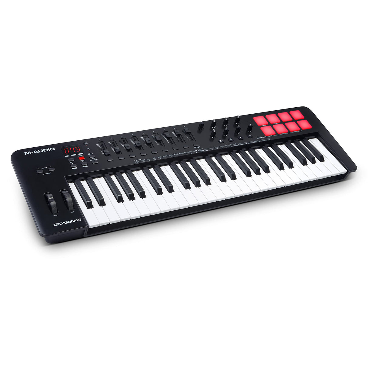 M-Audio Oxygen 49 (MKV) - teclado controlador MIDI USB con 49 teclas, beat pads, Smart Chord, modos de escala, arpegiador y pack de sonidos de Native Instruments (integración de NKS)
