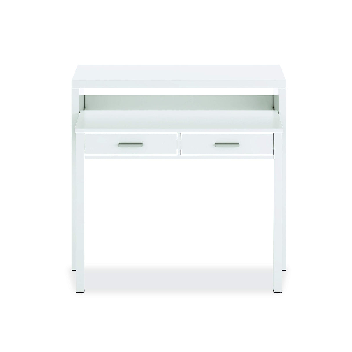 Habitdesign Mesa Escritorio Extensible, Mesa Estudio, Consola, Color Blanco Artik, Medidas: 98,5 cm (Largo) x 36-70 cm (Fondo) x 87,5 cm (Alto)