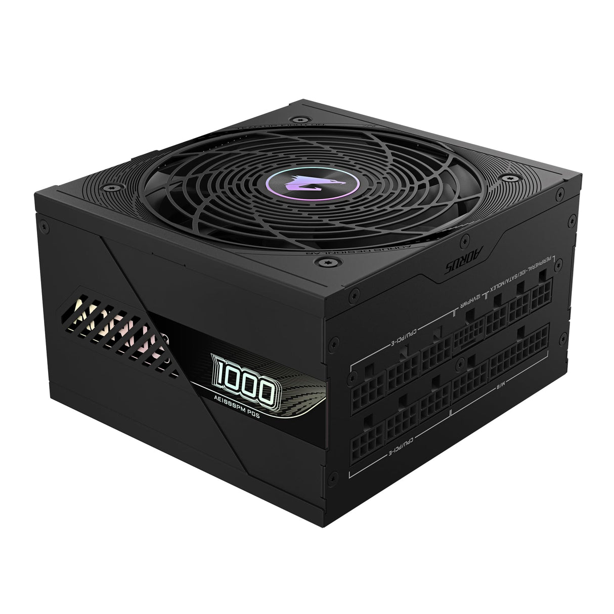 GIGABYTE AORUS Elite P1000W Ice Fuente de Alimentación - PCIe 5.0, 80 Plus Platinum, Diseño Completamente Modular, Ventilador de 120 mm, Compatible con ATX 3.0, Enchufe UE