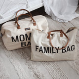 CHILDHOME, Mommy Bag, bolso cambiador, maternidad, bolso de viaje, gran capacidad, cambiador, correa ajustable para el hombro, compartimentado, bolsillo termico, pasaje para la maleta, Crudo y negro