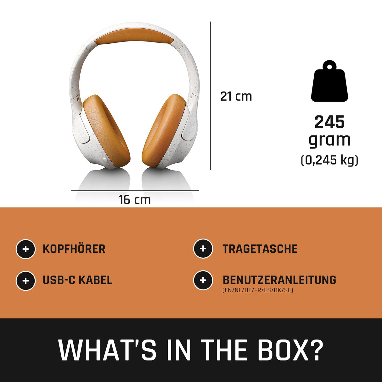 Lenco HPB-830 - Auriculares Bluetooth Over-Ear - ANC Active Noise Cancelling - Batería Bluetooth 5.3-400mAh - Entrada USB-C - Ecualizador a través de App - Gris