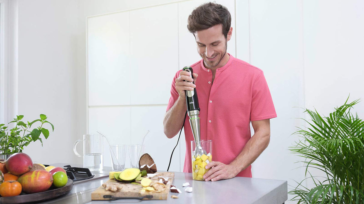 Braun Hogar Minipimer MQ 9187XLI Batidora de Mano, 1200W, vaso medidor, varillas de acero inoxidable, picadora y bol procesador de alimentos, negro