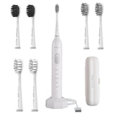 BarberBoss Cepillo de dientes eléctrico inteligente para adultos, 6 cabezales de repuesto, 5 modos de limpieza, sensor de presión, temporizador de intervalo cuádruple y carga USB, cepillo de dientes