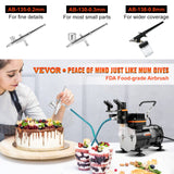 VEVOR Kit de Aerógrafo 120 W Kit Aerógrafo con Compresor 37 x 17 x 32 cm Kit de Aerografía Portátil con Mayor Presión, Excelente Compatibilidad y Certificado Alimentario FDA, Ampliamente Utilizado