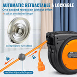 VEVOR Carrete de Cable de Extensión Retráctil 19 m 1600 W con Cable de Alimentación de 1 m Protección contra Sobrecalentamiento Carcasa de PP, Soporte Giratorio de 180° para Montaje en Techo, Pared