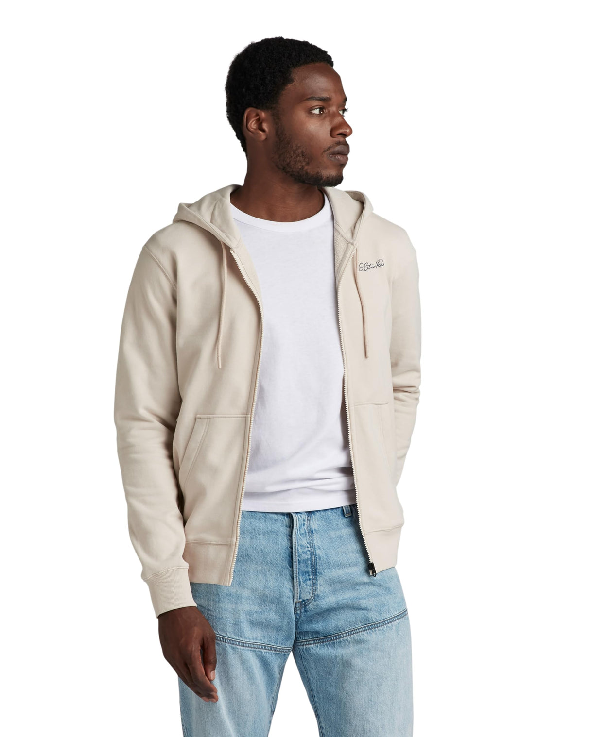 G-Star para Hombre Sudadera Back Graphic Zip Through Hooded, Beige (Whitebait D24769-D562-1603), XXL