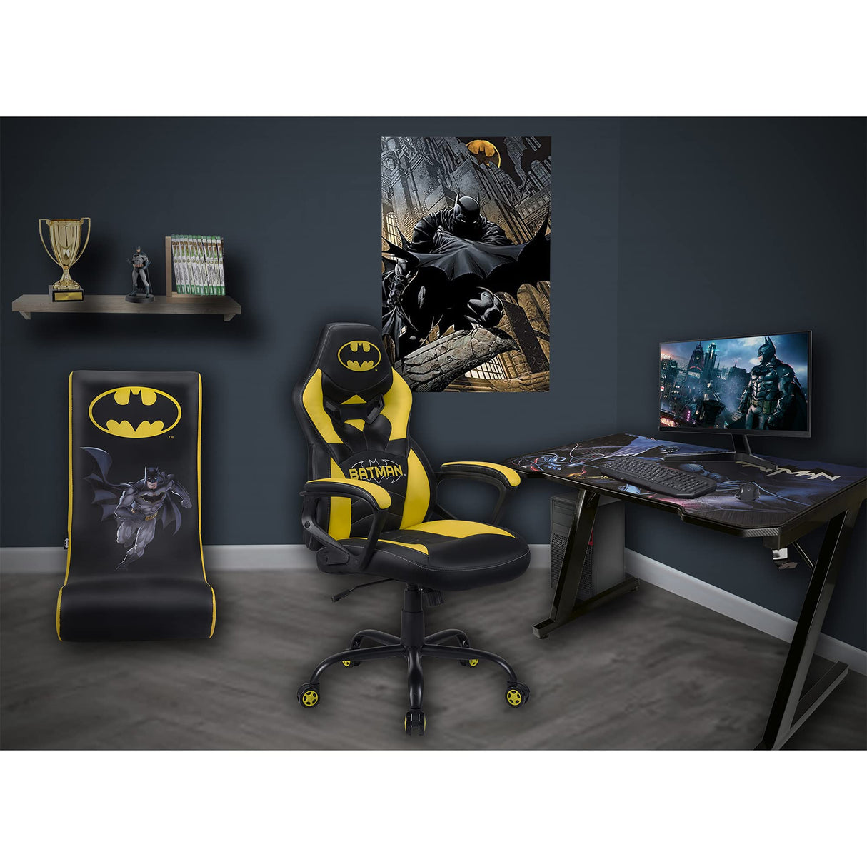 Subsonic - Batman - Silla Gaming Junior - Asiento Gamer para Escritorio Poliuretano - Sillon De Oficina - Licencia Oficial DC Comics (Windows 8)