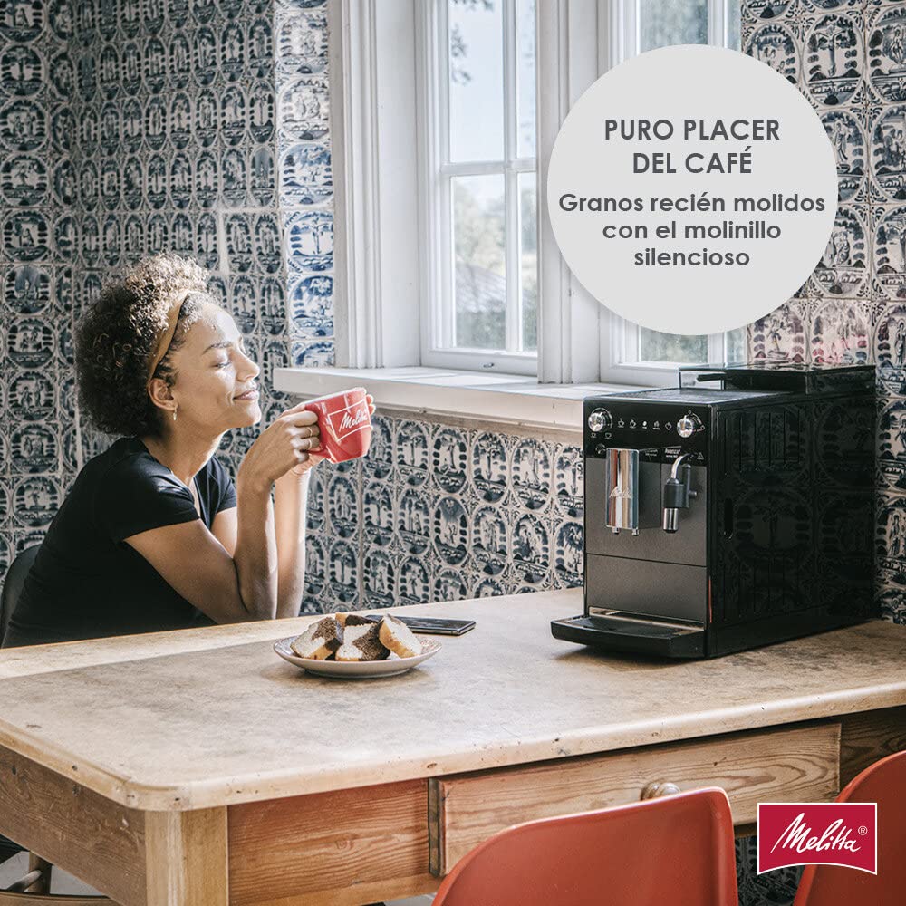 Melitta Avanza F270-100 Mystic Titan - Cafetera superautomática compacta con molinillo silencioso, máquina de café con capuchinador easy, depósitos XL, modo doble taza y limpieza automática, 1,5 L