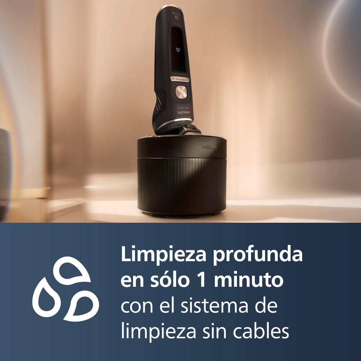 Philips Serie 9000 Prestige Afeitadora Eléctrica Hombre, Máquina de Afeitar Barba con Barbero, 72 cuchillas, Motor Digital, 60min de uso, Seco y Húmedo, Recargable, Centro de Limpieza, SP9840/31, Mate