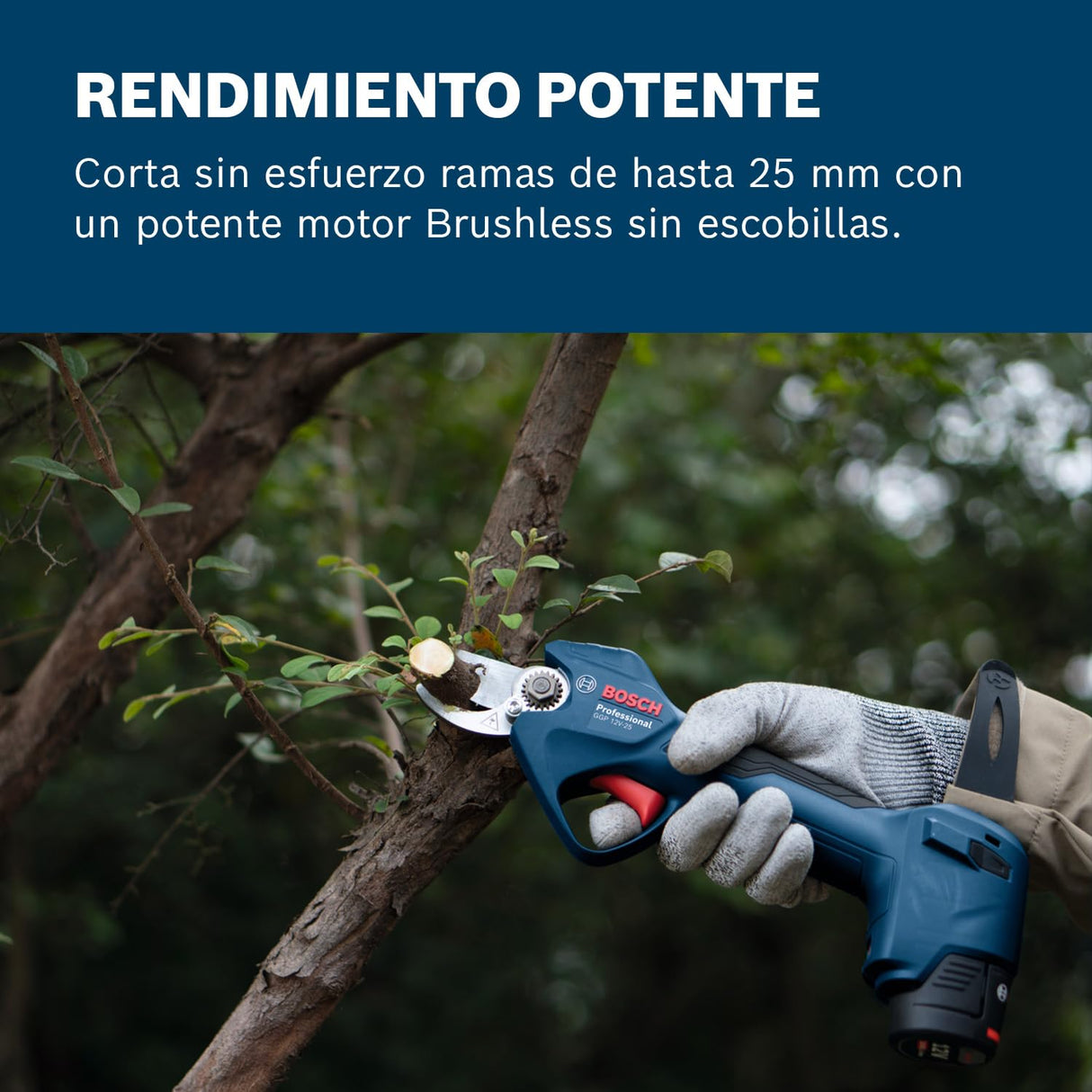 Bosch Professional 12V System GGP 12V-25 podadora (hasta 4500 cortes por carga, motor Brushless sin escobillas, cortes de 25 mm, con 2 baterías de 3,0 Ah)
