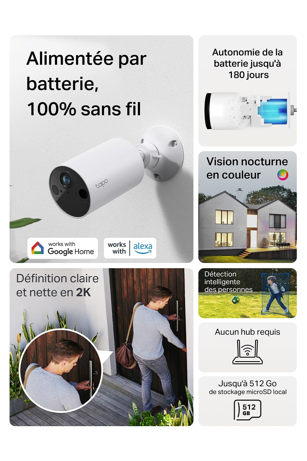 Tapo C410 2K (3MP) Cámara de vigilancia WiFi Exterior inalámbrica batería 2, duración de 180 días, detección Persona, visión Nocturna en Color, IP65 Impermeable, no Requiere concentrador