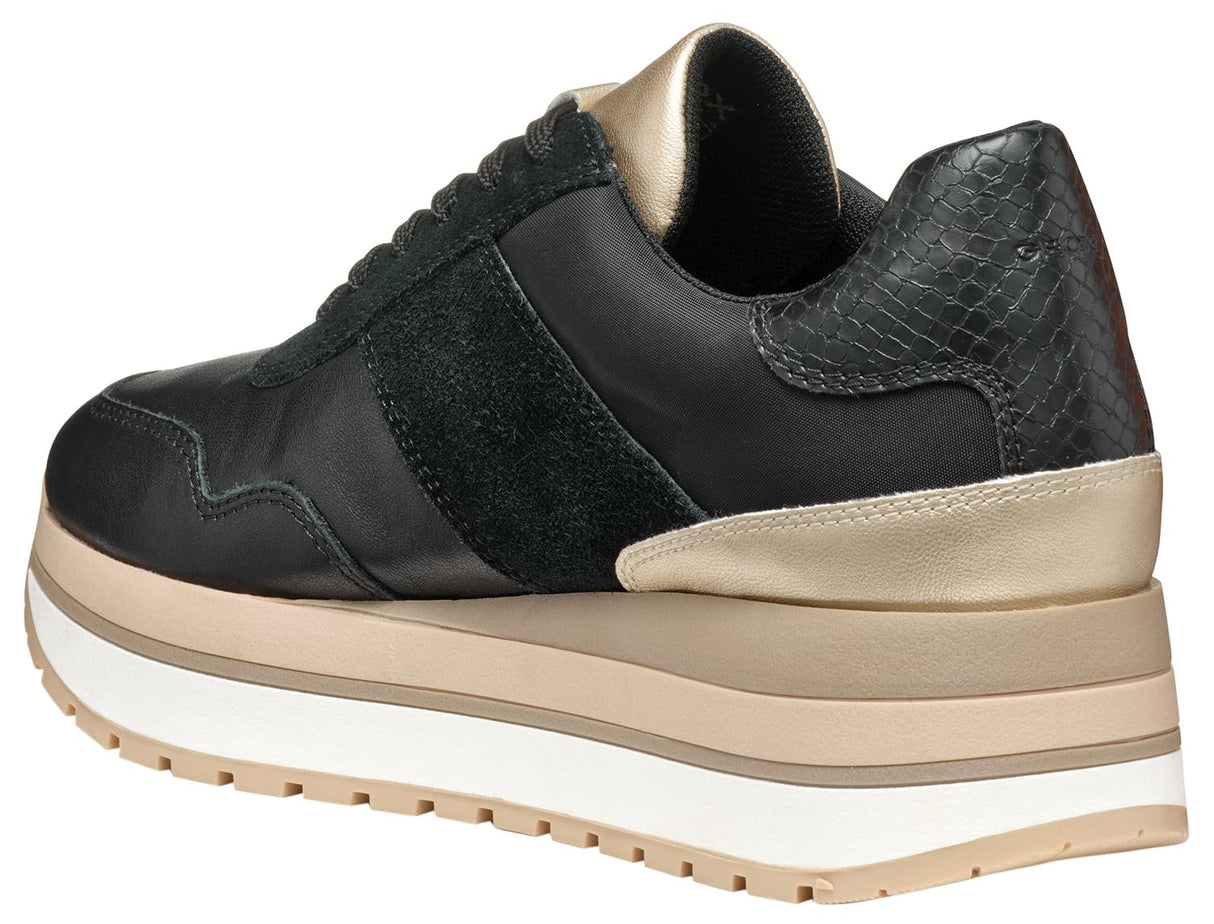 Geox D New KENCY A, Zapatillas Mujer, Black, 37 EU