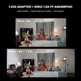 SIRUI 1.25x T2.9 Adaptador anamórfico con Enfoque único Frontal, Rosca Trasera de 82mm con Anillos (67mm, 72mm, 77mm, 92mm), Adaptador de Lente anamórfico Adicional para Lentes de Cine de la cámara