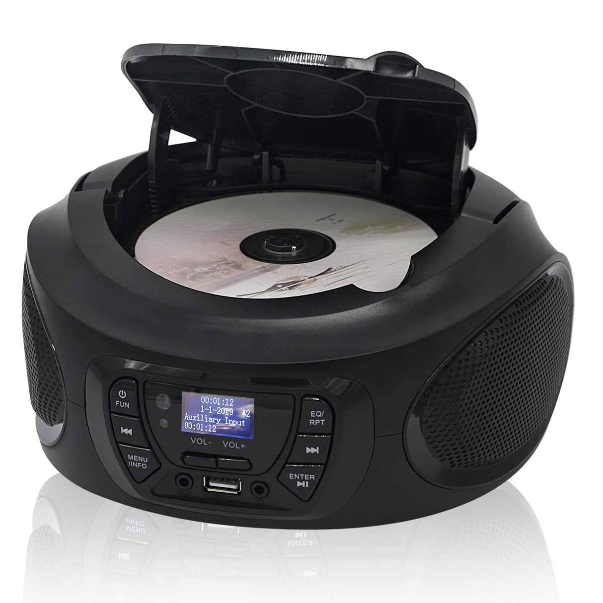 Roadstar Radio Portátil CDR-375D+/BK Radio CD Player Portátil Dab/Dab+ / FM, Boombox Reproductor CD-MP3, Puerto USB, Stereo, Mando a Distancia, AUX-IN, Salida de Auriculares, Negro
