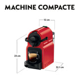 Krups Nespresso Inissia, Máquina de café espresso en cápsulas, Compacto automático, Presión 19 bar, Color Negro/Rojo, Tamaño único