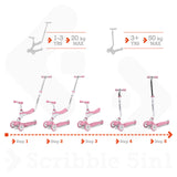 Mondo Toys - On&Go - Scribble Patinete para niños 5 en 1 - Patinete con Asiento, Pedales de Goma Suave y Grande Scooter de 3 Ruedas para niños - Edad de 1 a 5 años | MAX 50 kg - Color Rosa - 28575
