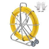 VEVOR Cinta de Pescado de Fibra de Vidrio de 200,09m Diámetro de 7,94mm Extractor de Cables con Varilla para Pasar Cables, Soporte de Carrete de Acero, 3 Cabezales de Extracción, Herramientas de Pesca
