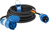 as - Schwabe - Cable de extensión para exteriores 10 m con nuevo indicador de tensión, enchufe y toma de corriente CEE, 3 polos, 230 V /16 A, protección contra agua en exteriores IP44, negro