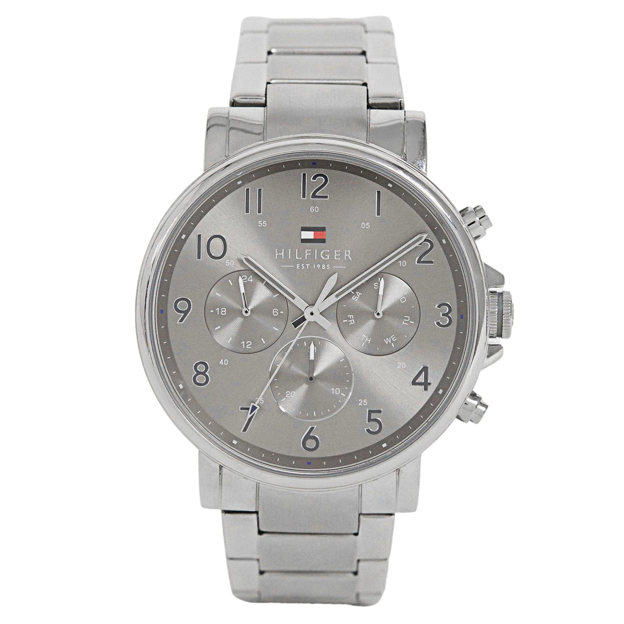 Tommy Hilfiger Reloj Analógico de Cuarzo Multifunción para Hombre con Correa de Acero Inoxidable Plateada - 1710382