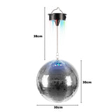 Ibiza - DISCO1-30 - Bola facetada de 30cm de diámetro con base de 18 LED y cadena de 20cm - Funciona con pilas