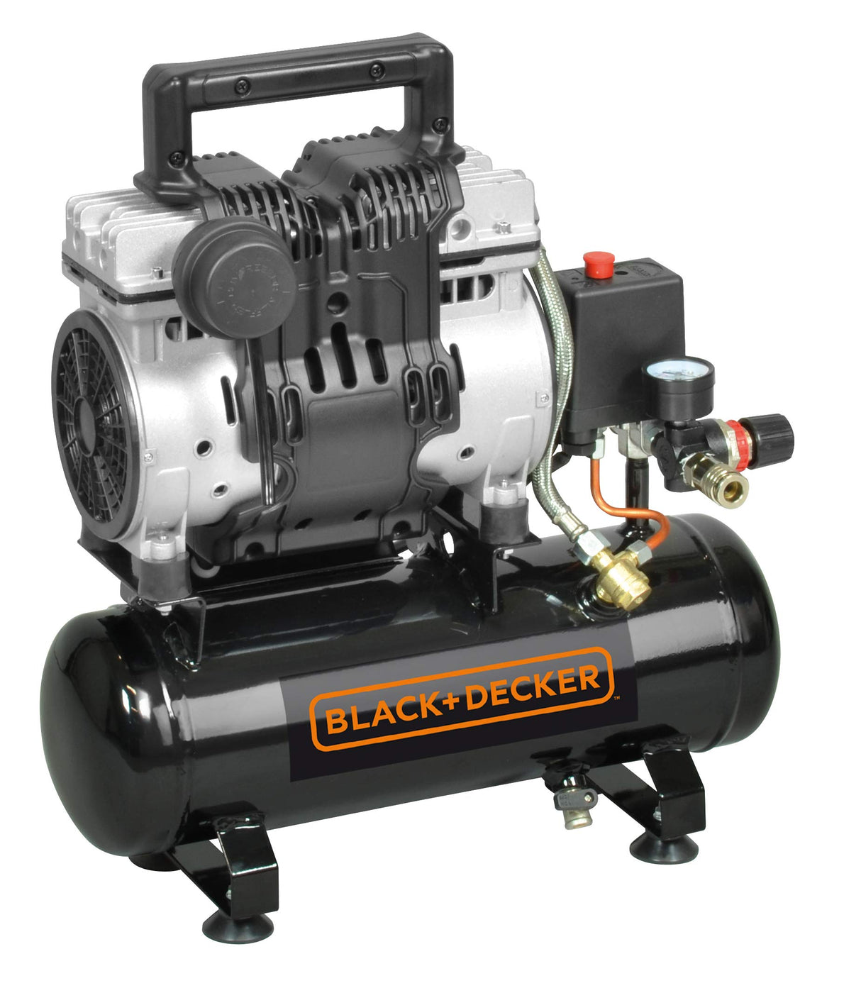Black+Decker B2BB104BND359 - Compresor silencioso BD 100/6-ST - Ideal para usar dentro y alrededor de la casa, fácil de llevar, muy silencioso