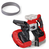 Einhell Sierra de banda con batería TE-MB 18/127 Li-Solo Power X-Change (18 V, 115 mm altura de corte, 127 mm anchura de corte, luz LED, incl. 2 bandas de sierra de metal, sin batería)