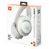 JBL Auriculares inalámbricos circumaurales Live 770 NC, con tecnología Bluetooth y cancelación adaptativa de ruido, hasta 65 horas de reproducción, blanco
