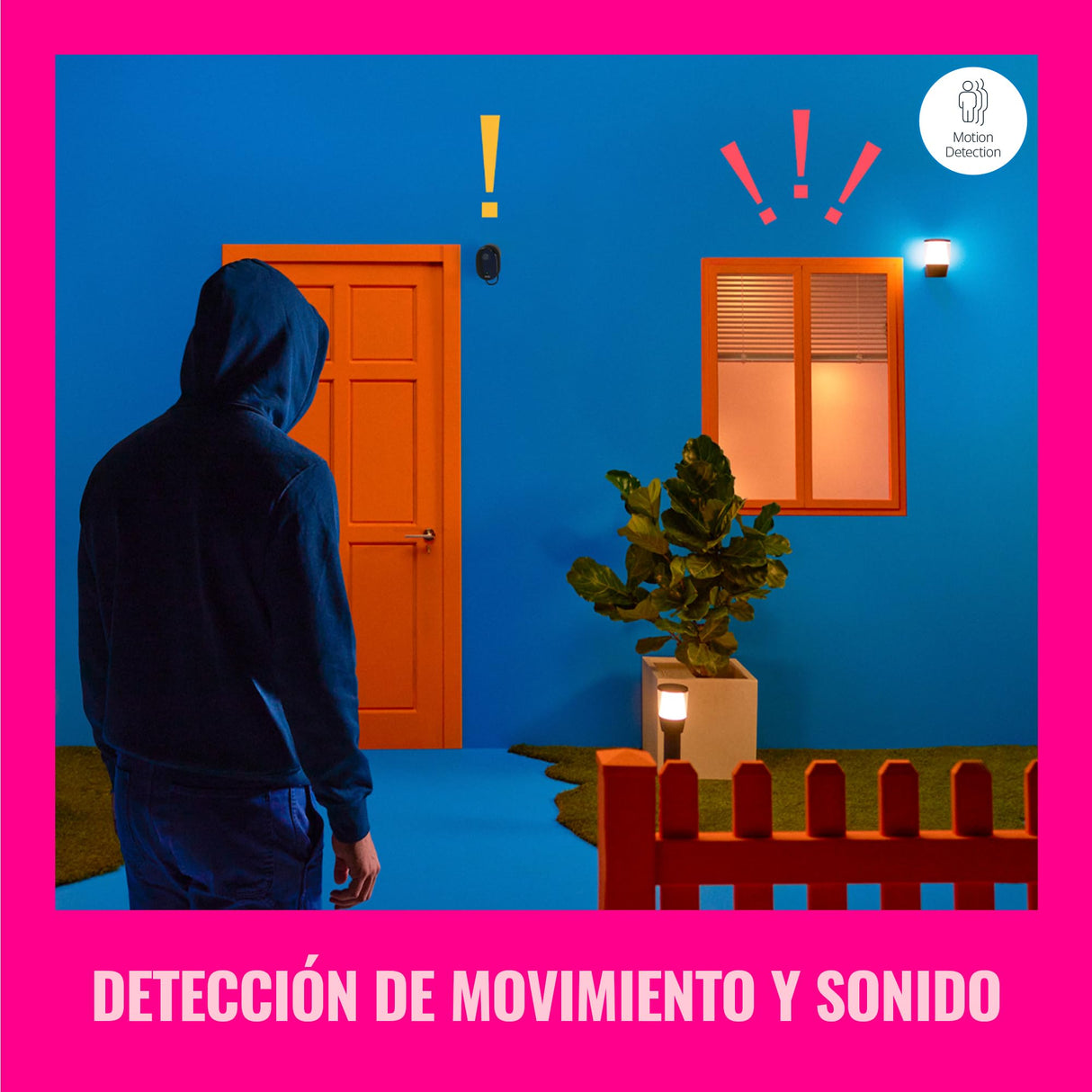 WiZ Cámara de Seguridad para Exteriores Vídeo Full HD, visión Nocturna IR, detección de Movimiento y Sonido, se Conecta a tu Wi-Fi, Control por Voz/App, Funciona con Google Home, Alexa y HomeKit.