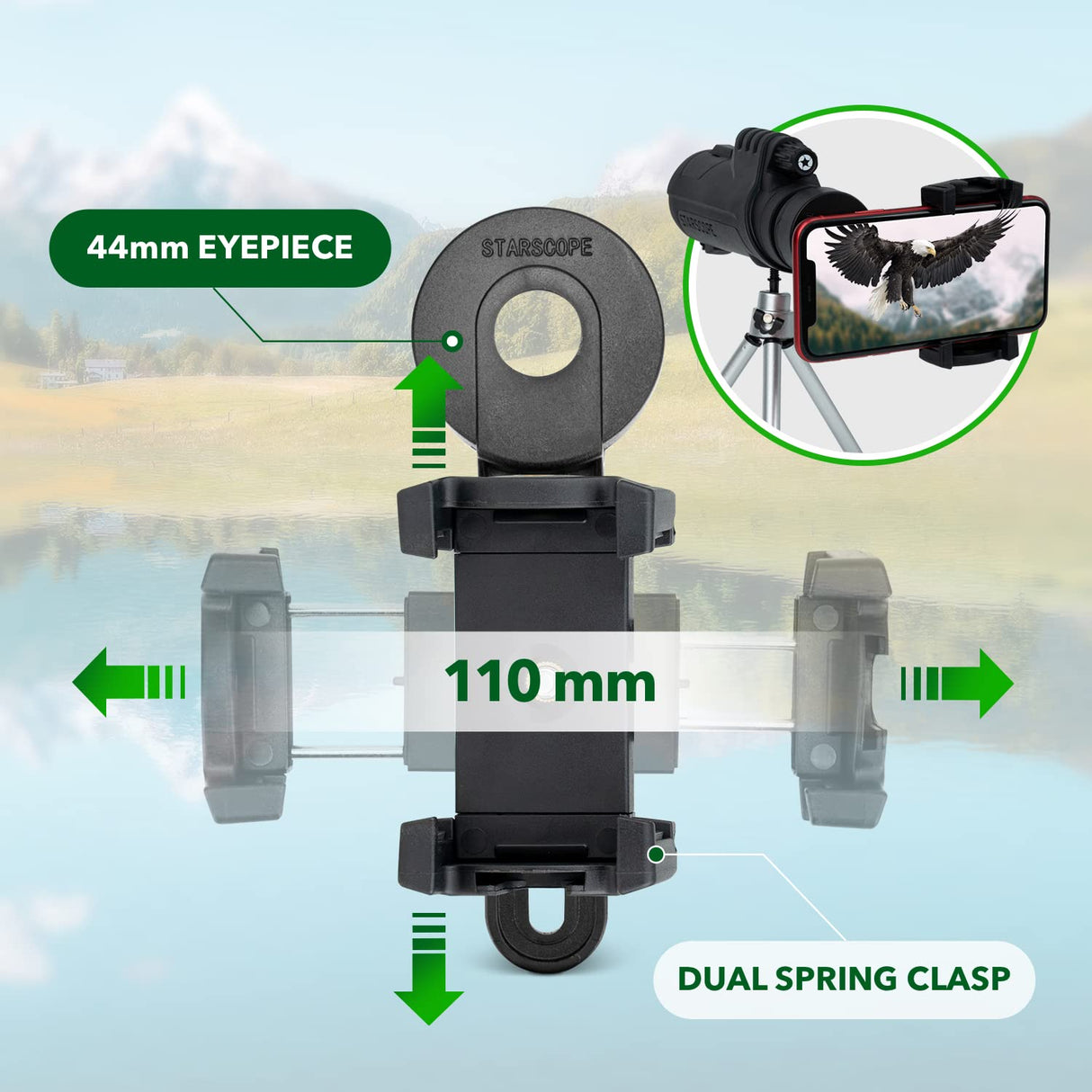 STARSCOPE Pack Smartphone Telescopio Monocular Starscope G3 Pro - Kit Que Incluye un Visor Monocular móvil 10x42 para iPhone y Android, trípode para monocular, Adaptador para teléfono y Mucho más