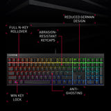 CHERRY MX 2.0S, Teclado Mecánico de Gaming con Iluminación RGB, Distribución de Teclado Europeo (QWERTY), con Cable, Diseñado en Alemania, Switches MX RED, Negro