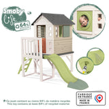Smoby Life Casa de la Playa - Casita Exterior de Juegos con Plataforma 70 cm, tobogán, Ventanas, Puerta Baja, Escalera, contraventanas, protección Anti-UV, Material Reciclado,+2 años (7600810802)